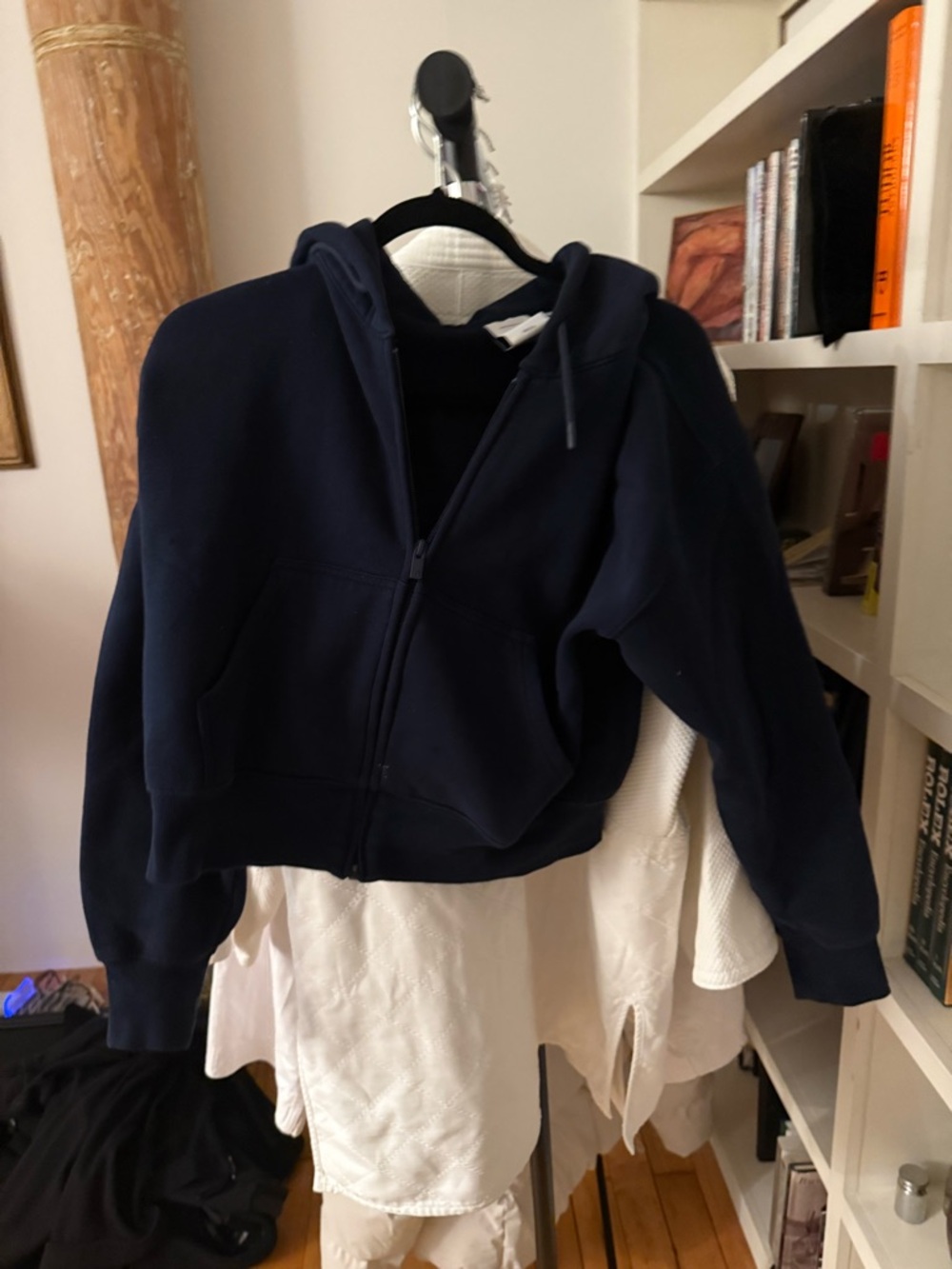 Aritzia Navy Cropped Zip Hoodie